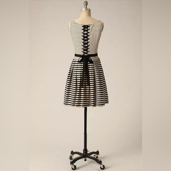 Corey Lynn Calter Corset Dress Size 6 US Ivory  Black‎ Lace Up Anthropologie - Picture 11 of 16